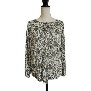 NWT Faded Glory Forest Green Floral Sheer Peasant Top Size S Cottagecore